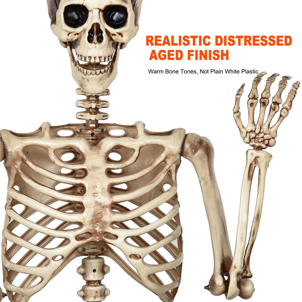 CONNICS 5.4ft skeleton posed in a graveyard setting