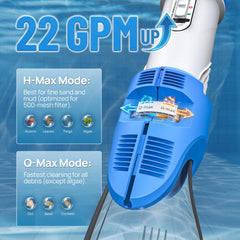 Consciot Pool Vacuum 22 GPM suction power in blue and white