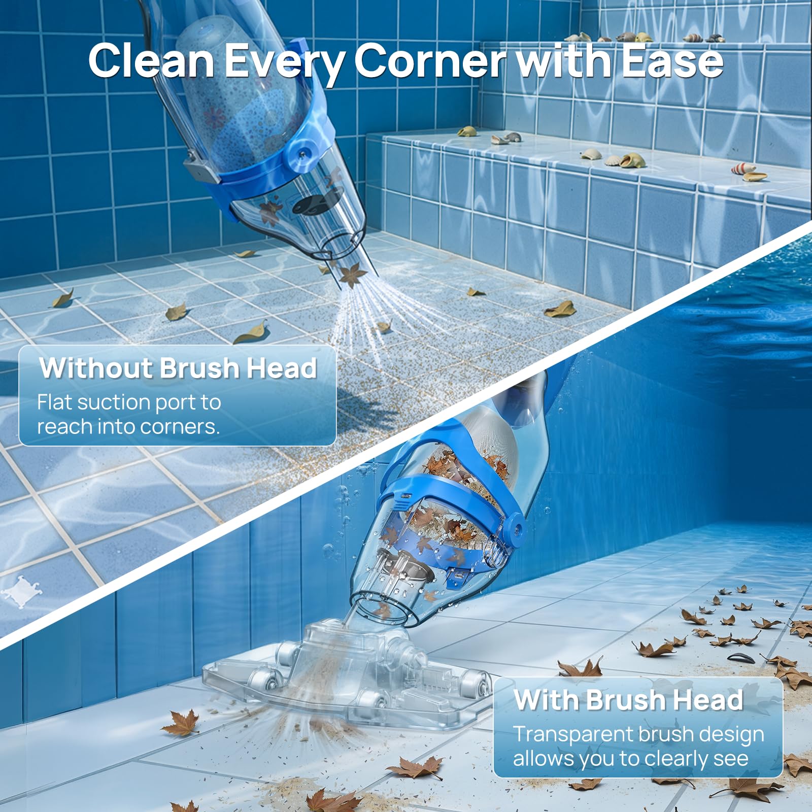 Consciot Pool Vacuum with clear view of debris collection
