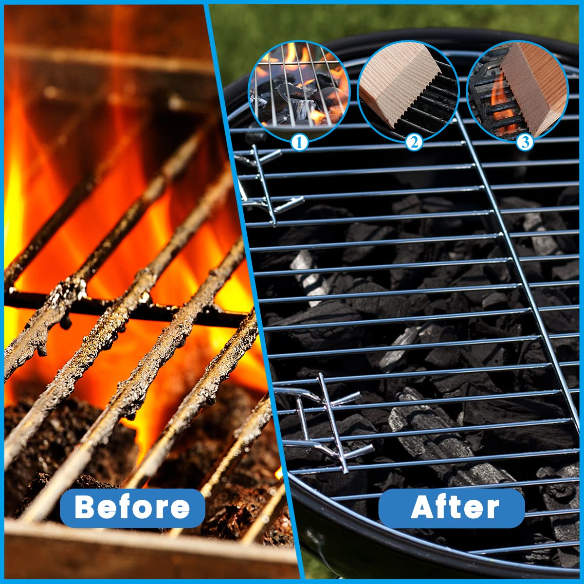 CONSDAN Wood Grill Scraper laid flat on a wooden surface