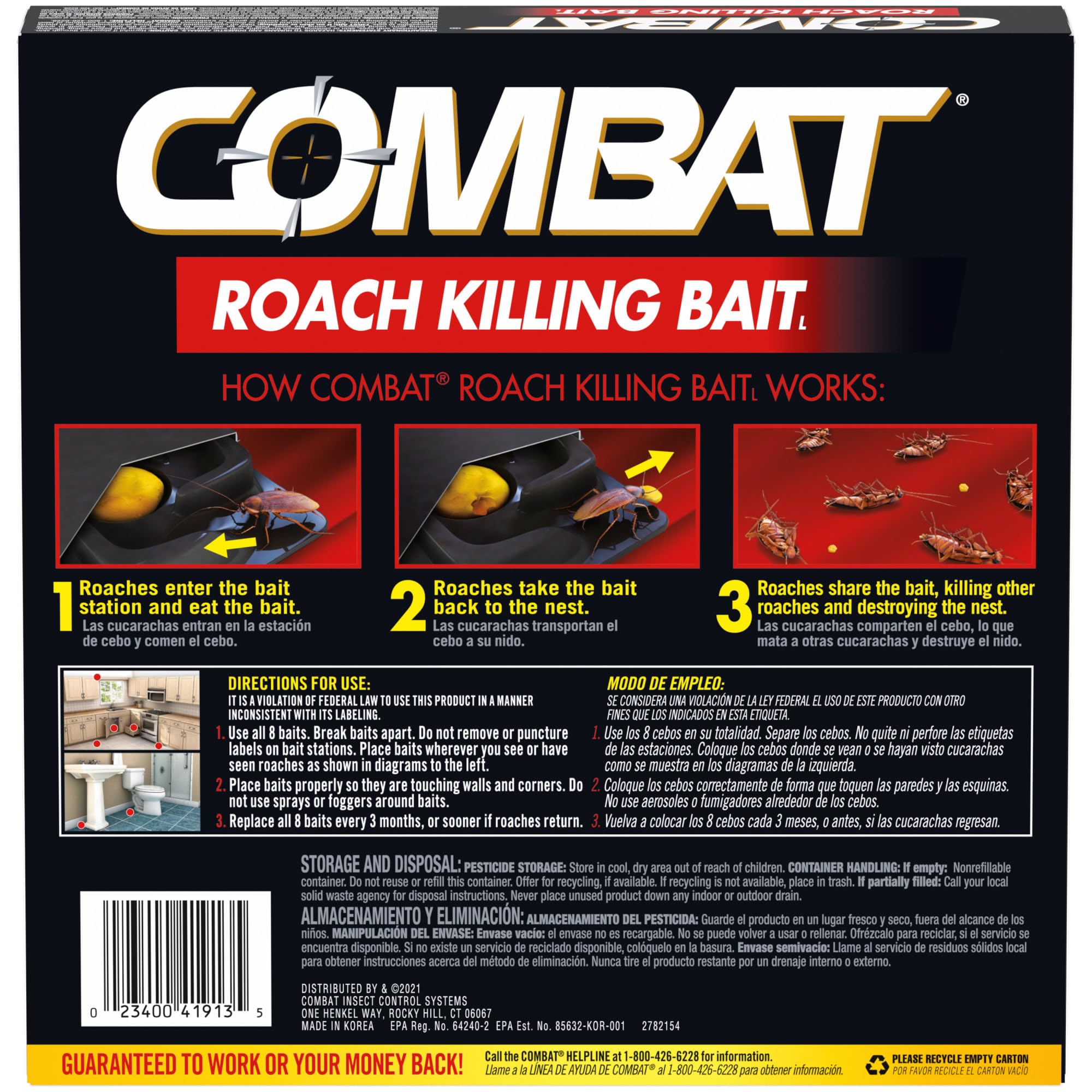 Contents of Combat Roach Killing Bait Stations box