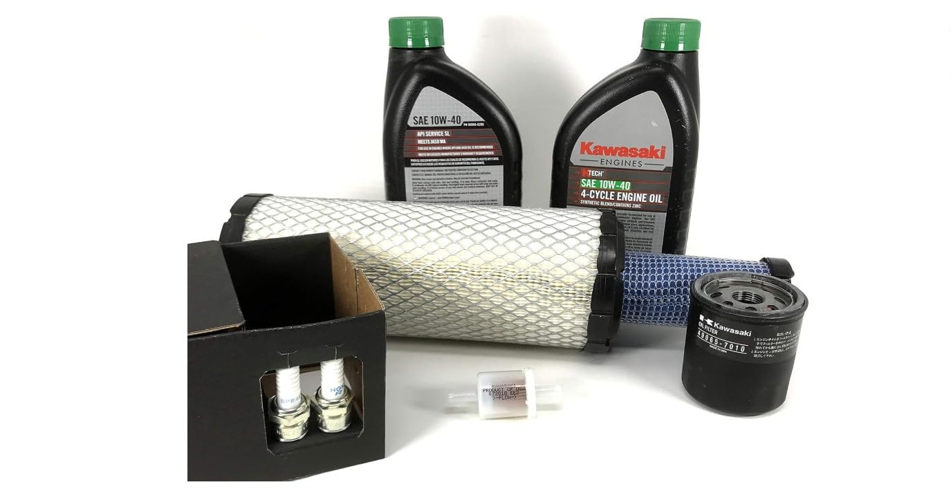 Contents of Kawasaki Tune Up Kit including engine oil and filters