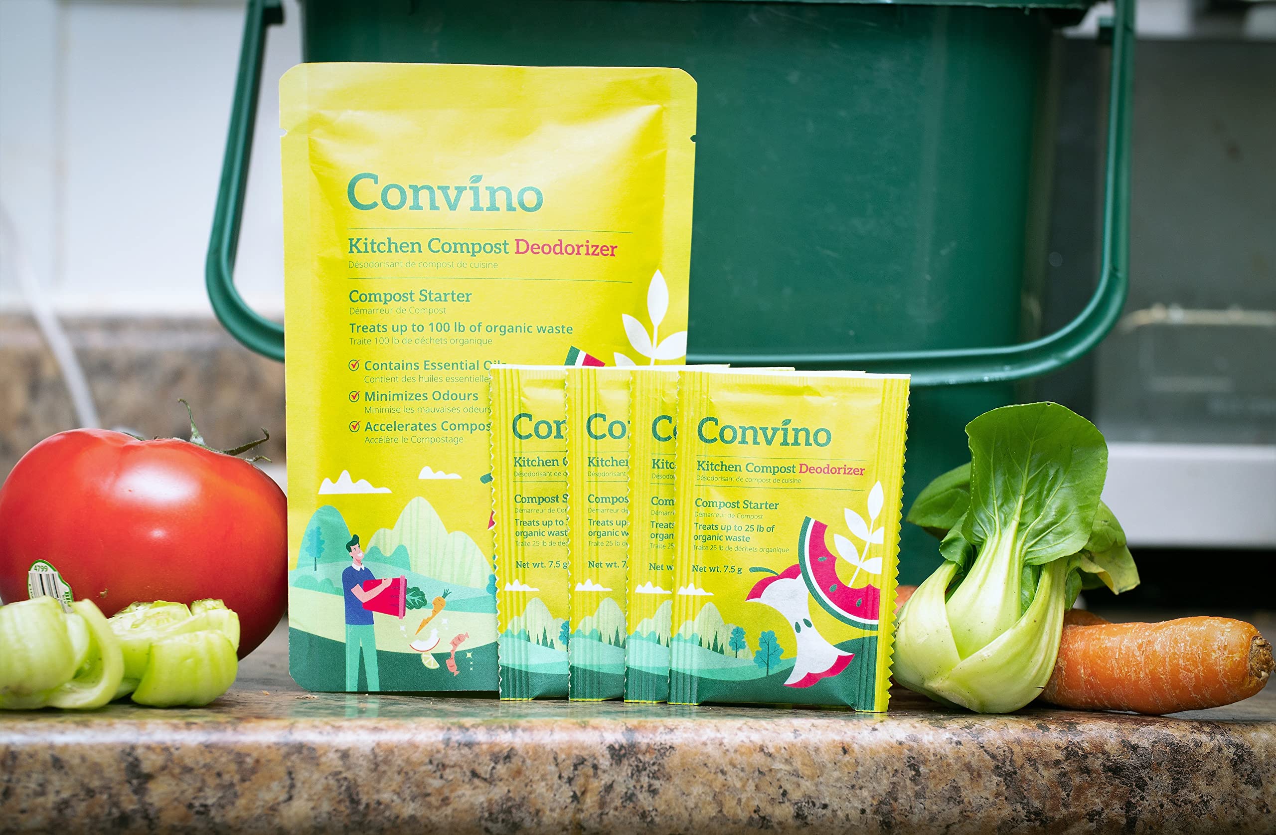 Convino Compost Starter with essential oils visible