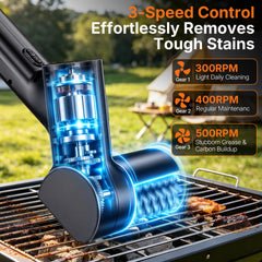 Cook Time Electric Grill Brush showing Type-C charging port