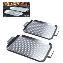 Cook Time Grill Pan Set of 2, large and small pans side view