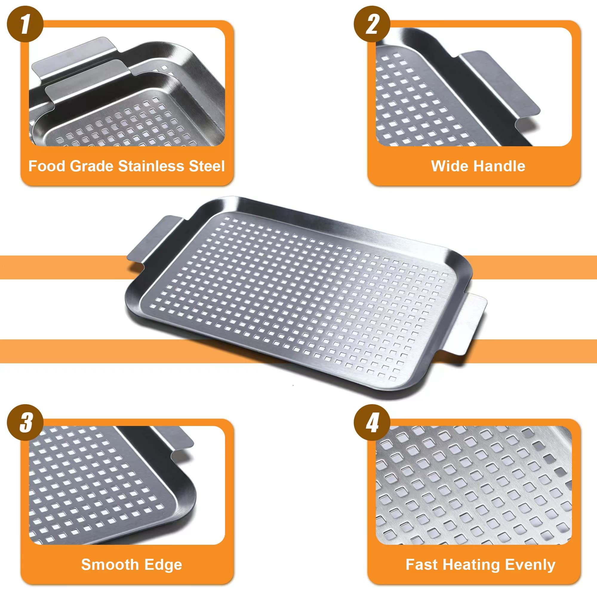 Cook Time stainless steel grill pan with vegetables on grill