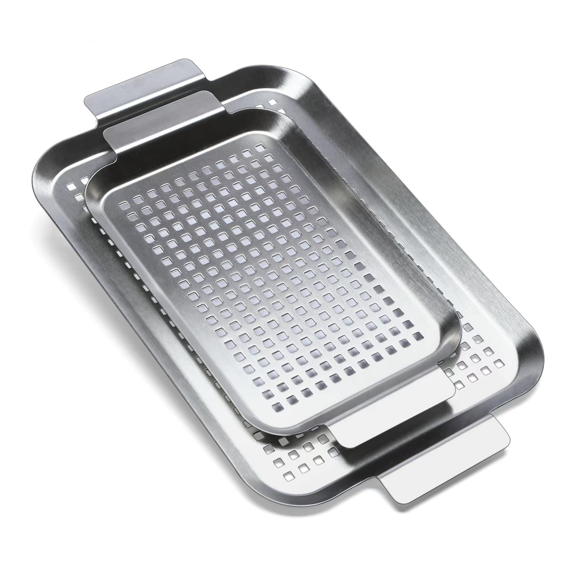 Cook Time stainless steel grill pans with seafood