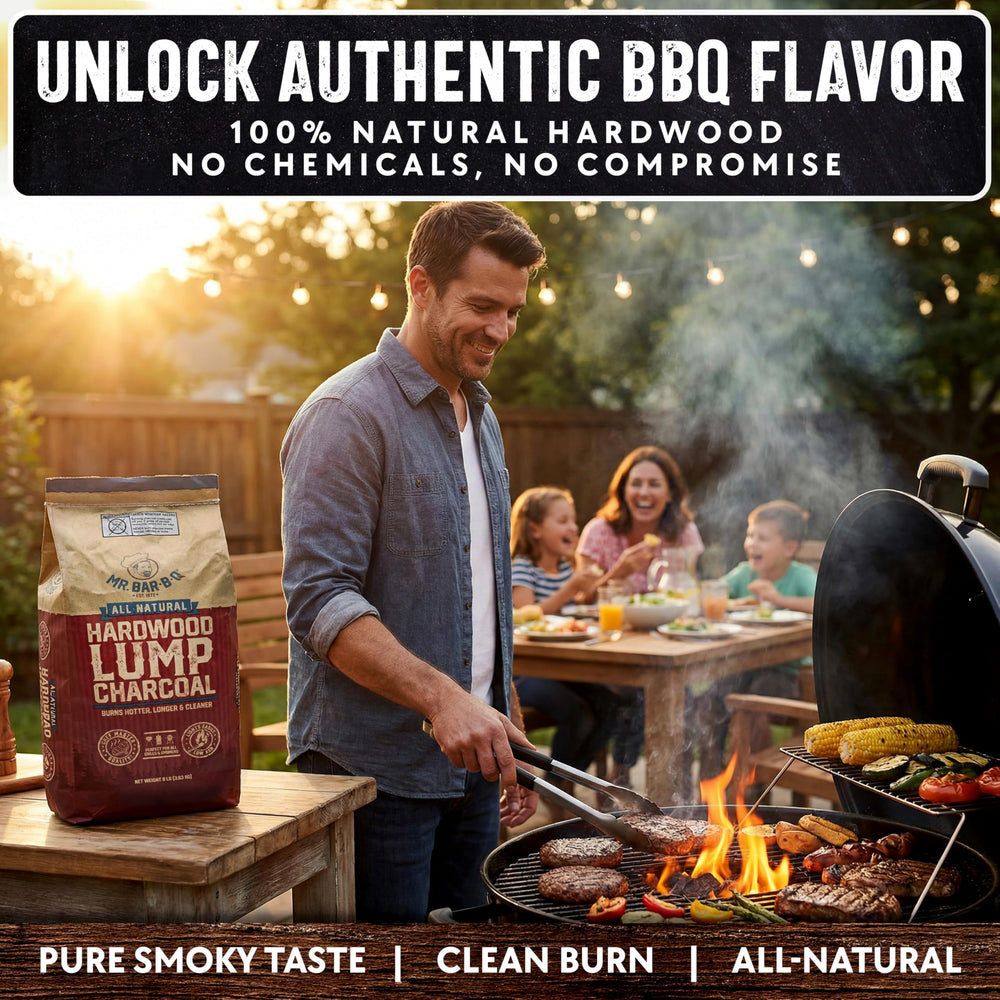 Cooking on a grill with Mr. Bar-B-Q charcoal