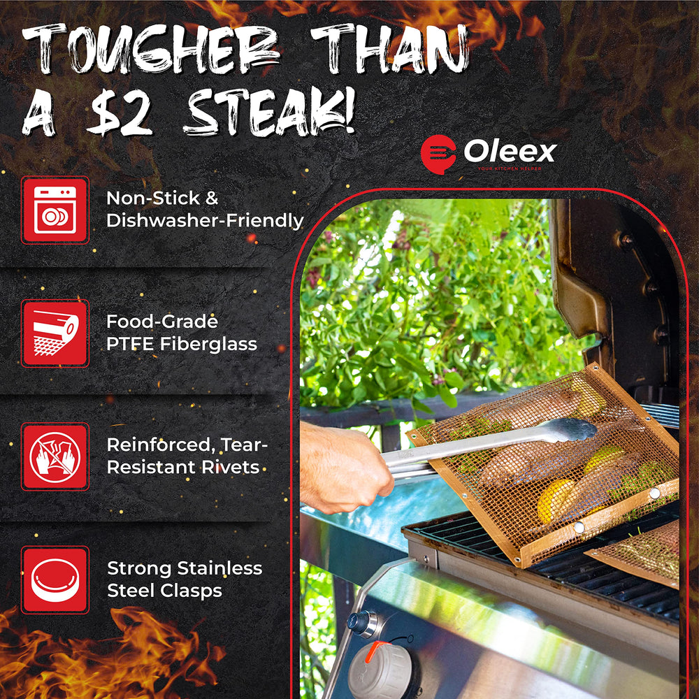 Cooking on a grill with OLEEX BBQ Grilling Bags