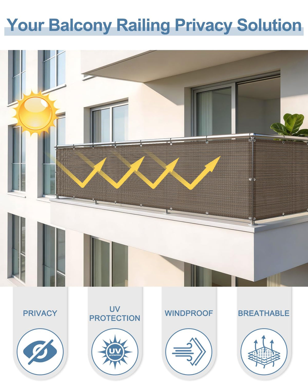 Cool Area Balcony Privacy Screen displayed on a patio
