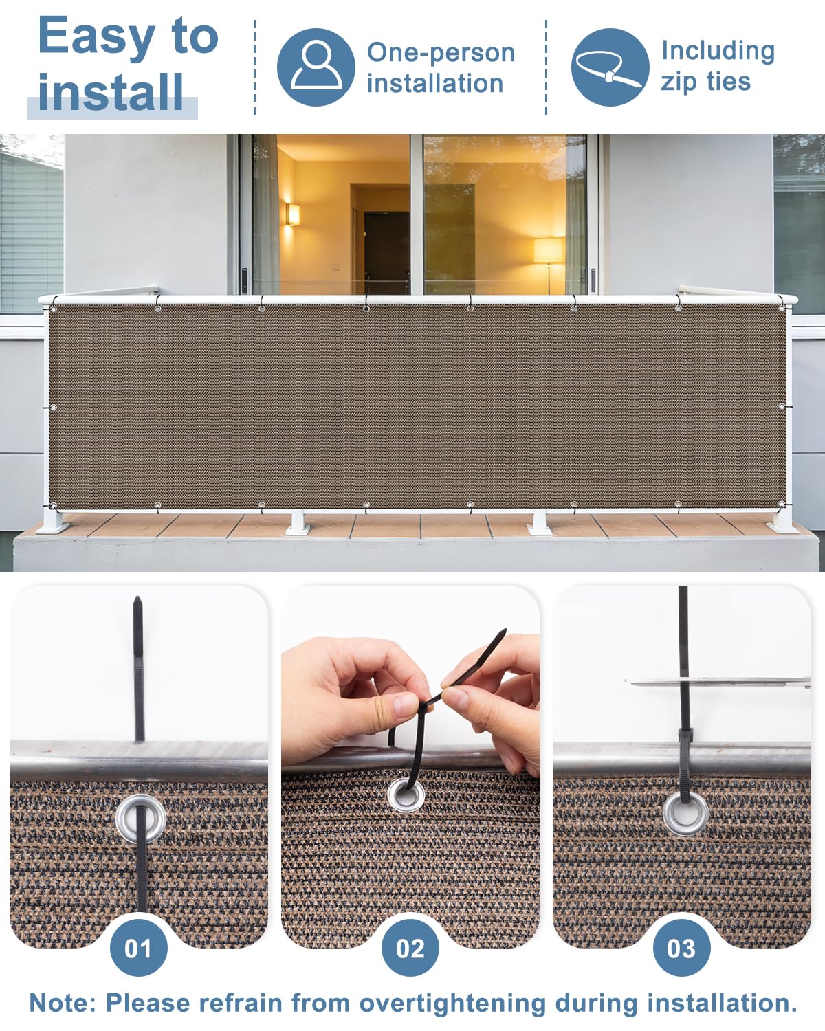 Cool Area Balcony Privacy Screen showing UV protection feature
