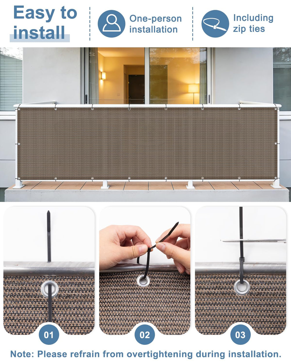 Cool Area Balcony Privacy Screen showing UV protection feature