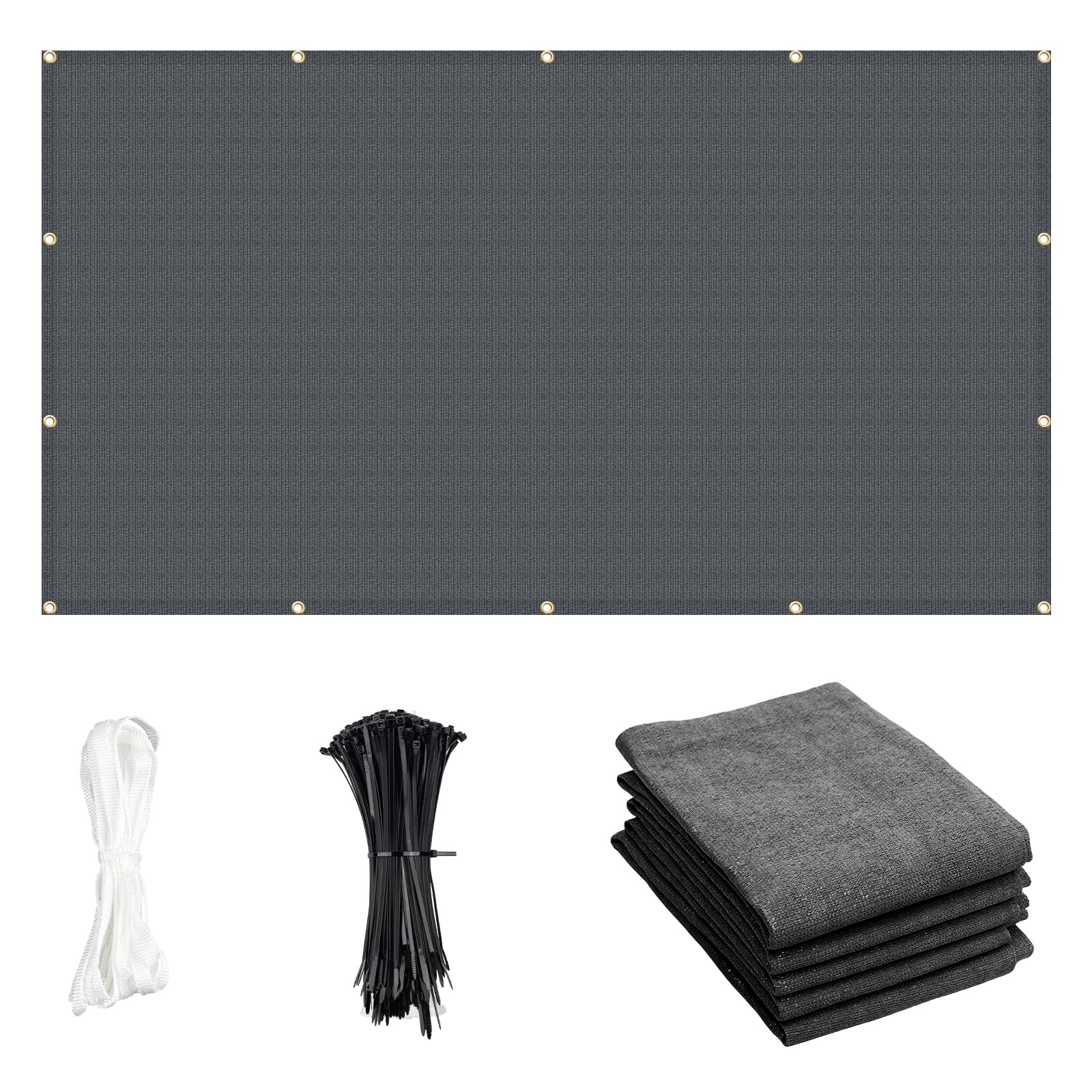 Cool Area Shade Cloth 8x12ft Dark Grey front view