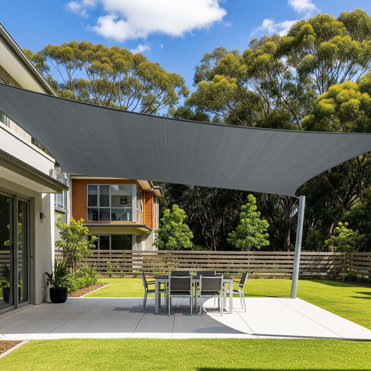 Cool Area Shade Sail 16x20ft dark grey front view