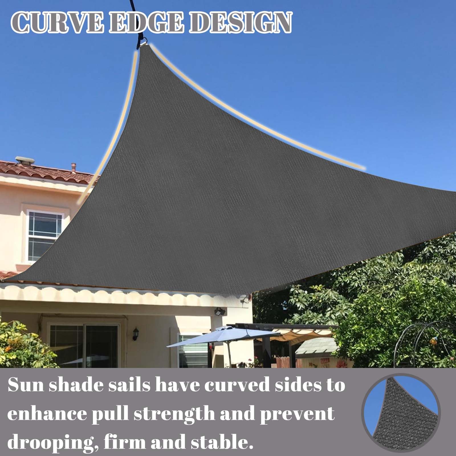 Cool Area Shade Sail dark grey fabric texture