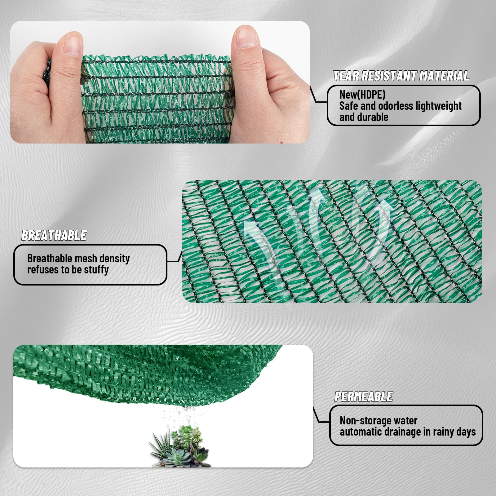 Cool Area Sun Shade Cloth with zip ties for installation