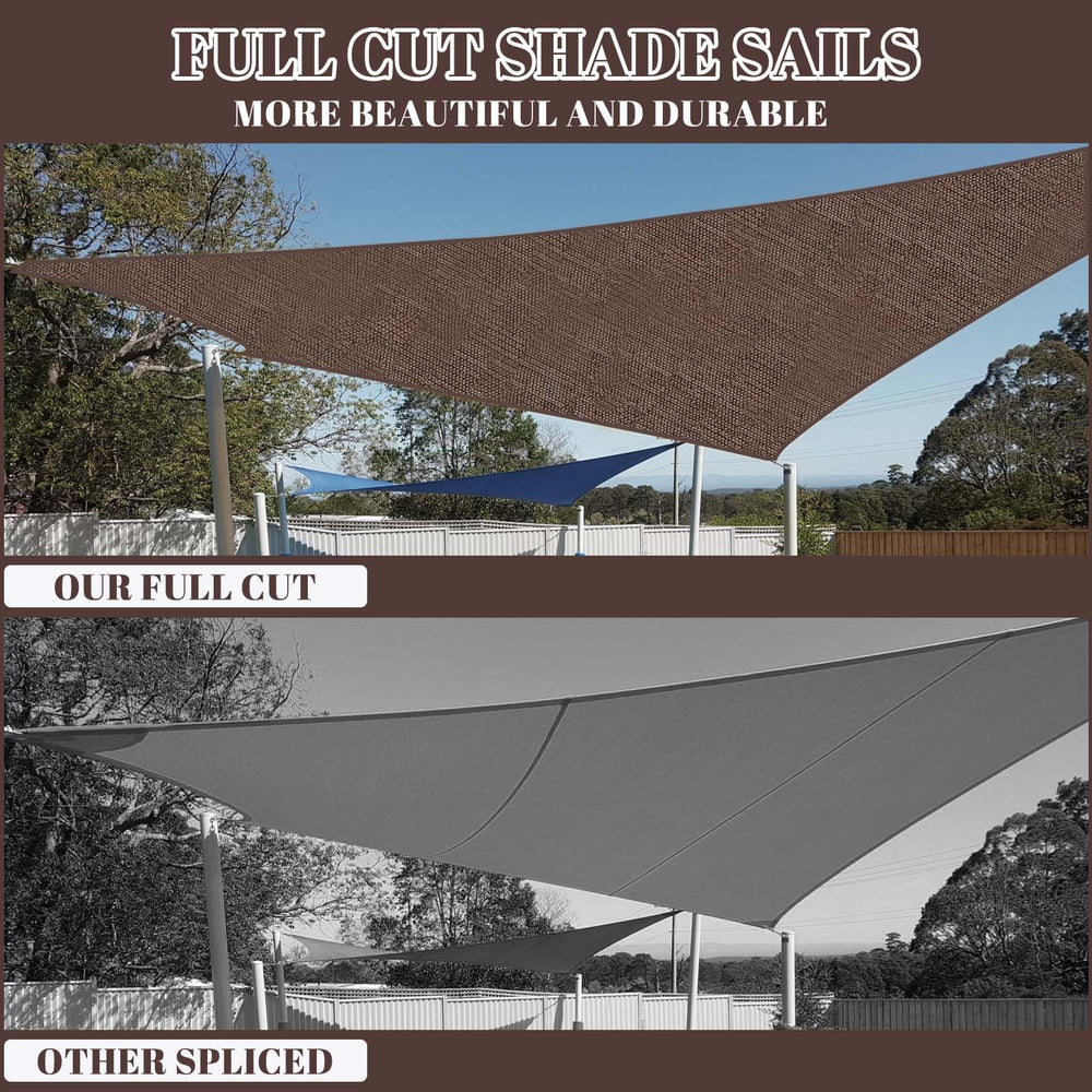 Cool Area Sun Shade Sail 10x20ft brown hanging in a garden