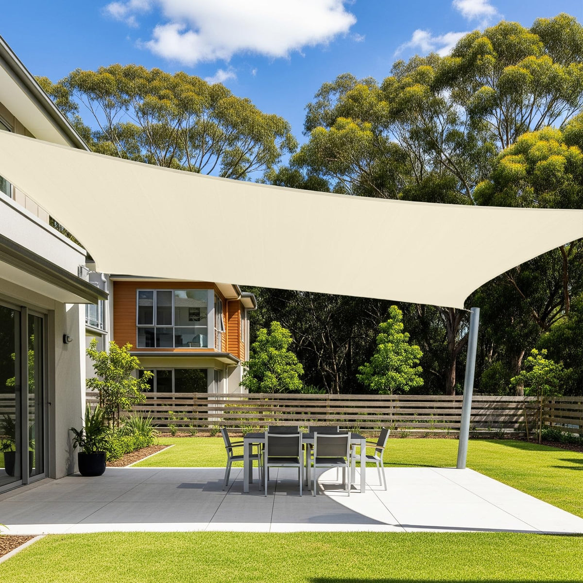 Cool Area Sun Shade Sail Rectangle 8x10ft Butter Cream front view