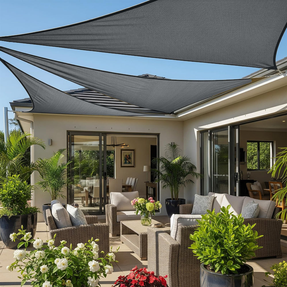 Cool Area Triangle Shade Sail dark grey front view