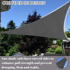 Cool Area Triangle Sun Shade Sail 20x20ft dark grey installed in garden