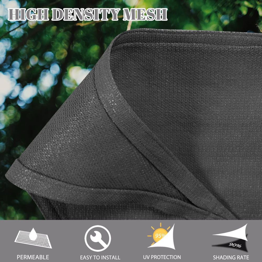 Cool Area Triangle Sun Shade Sail 20x20ft dark grey side view
