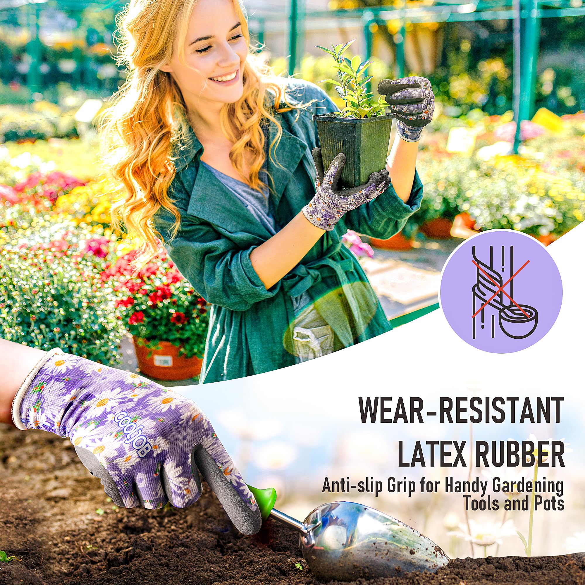 COOLJOB Gardening Gloves packaged showing both pairs