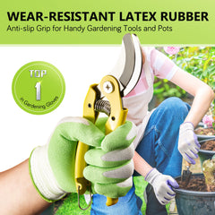 COOLJOB gardening gloves showing flexible rubber coating