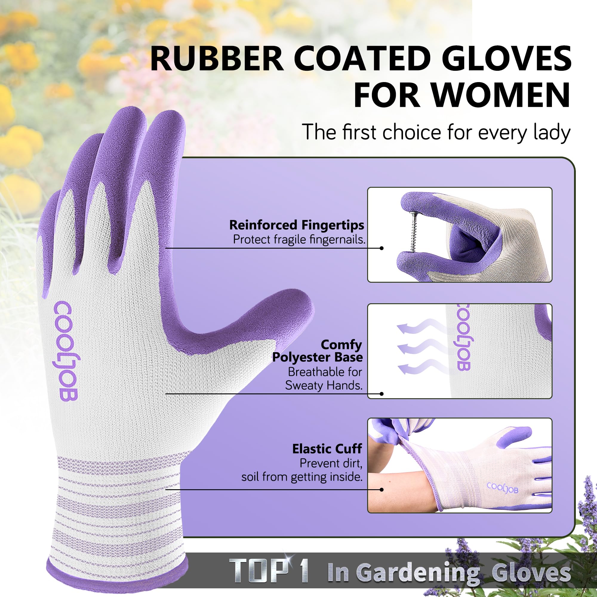 COOLJOB Gardening Gloves side view showcasing flexible cuff