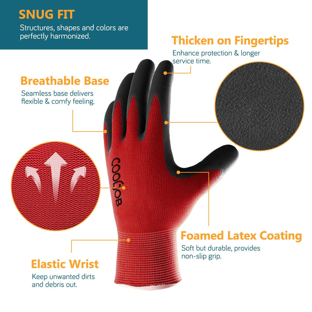 COOLJOB Gardening Gloves side view showing rubber coating