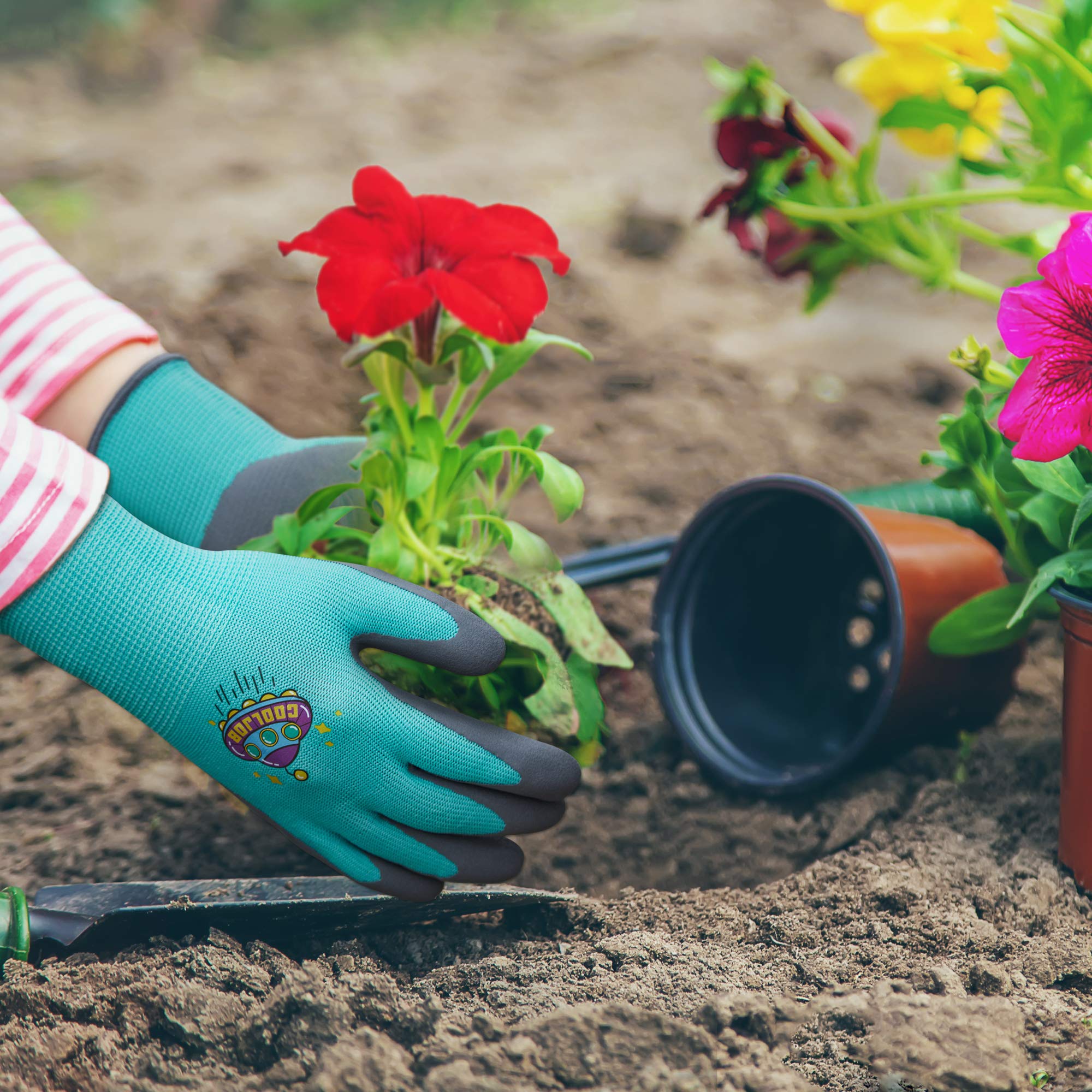 COOLJOB Kids Gardening Gloves with elastic wrist detail