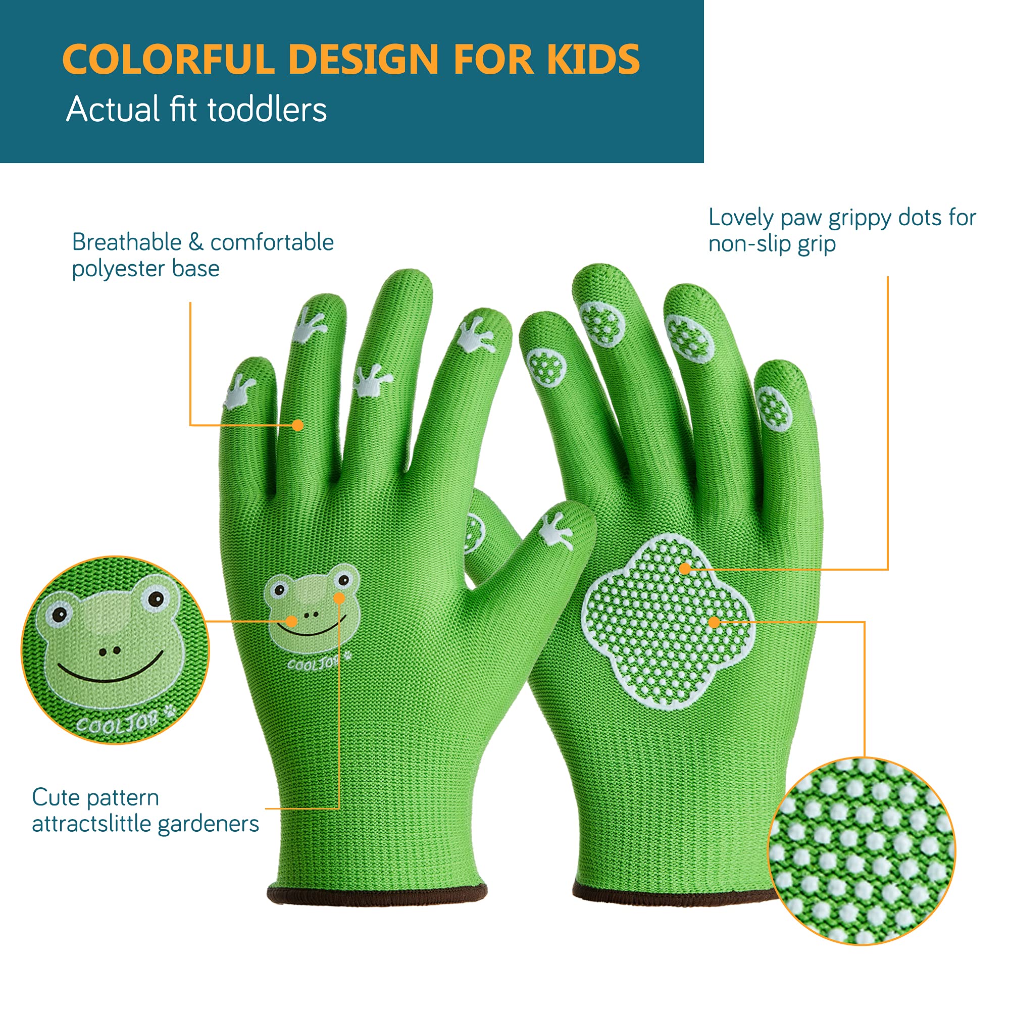 COOLJOB Toddler Gardening Gloves with animal designs
