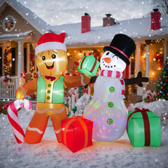 COOLWUFAN 6 FT Snowman inflatable in garden during night