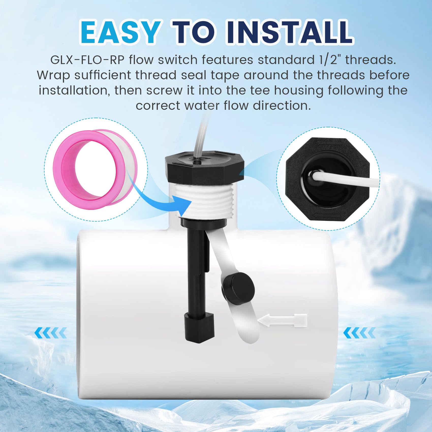 Cooouds GLX-FLO-RP Flow Switch installation accessories