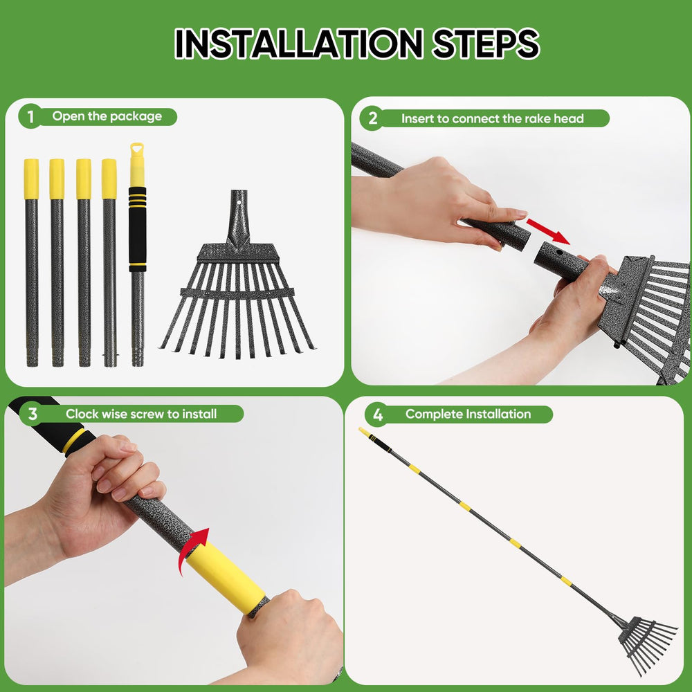 Coopvivi Garden Leaf Rake set against a garden background