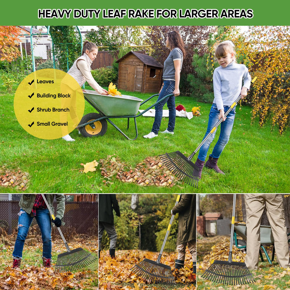 Coopvivi garden rake adjustable handle and metal head detail
