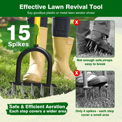 Coopvivi Lawn Aerator Tool in use on a lawn, showing deep soil penetration