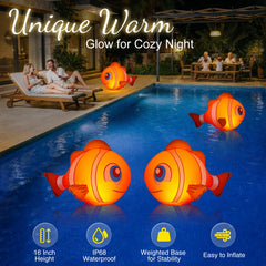 Cootway Clownfish Floating Pool Lights in a backyard setting