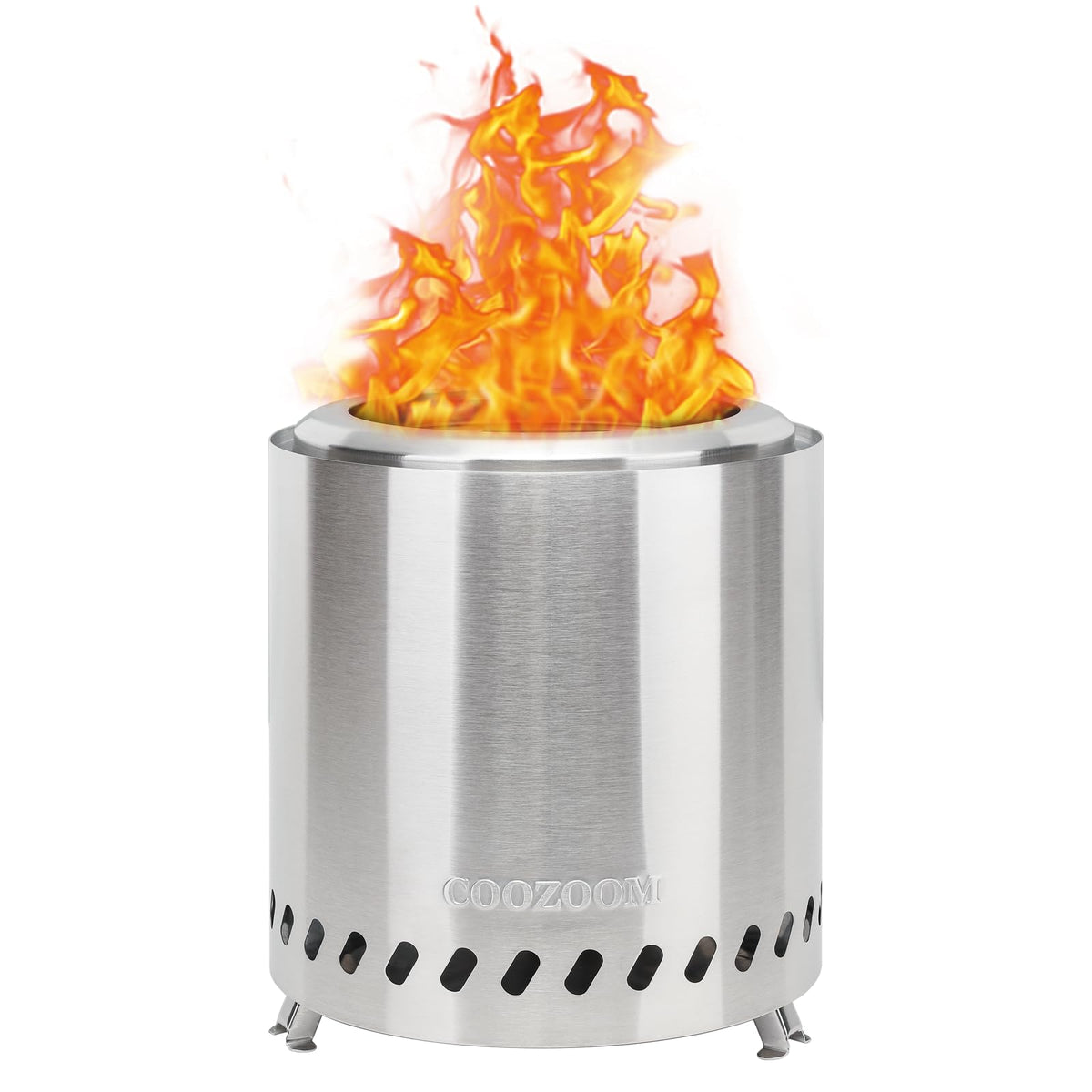 COOZOOM Portable Table Top Fire Pit stainless steel front view