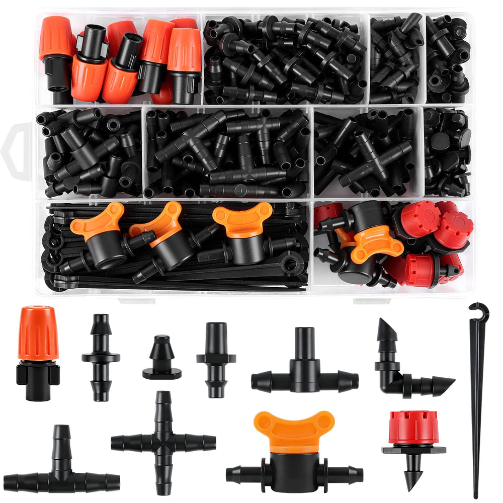 Copadri 230 Pcs drip irrigation fittings kit storage box front view