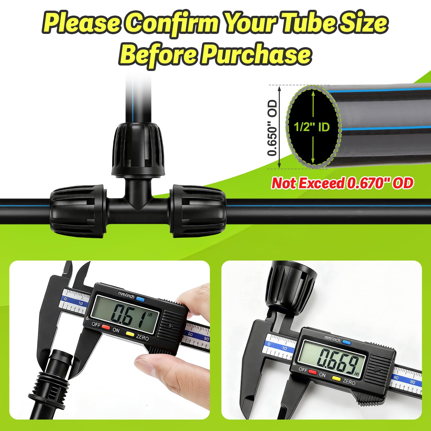 Copadri black 1/2 inch irrigation connectors side view
