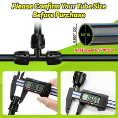 Copadri black 1/2 inch irrigation connectors side view