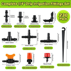 Copadri drip irrigation kit contents including nozzles and connectors