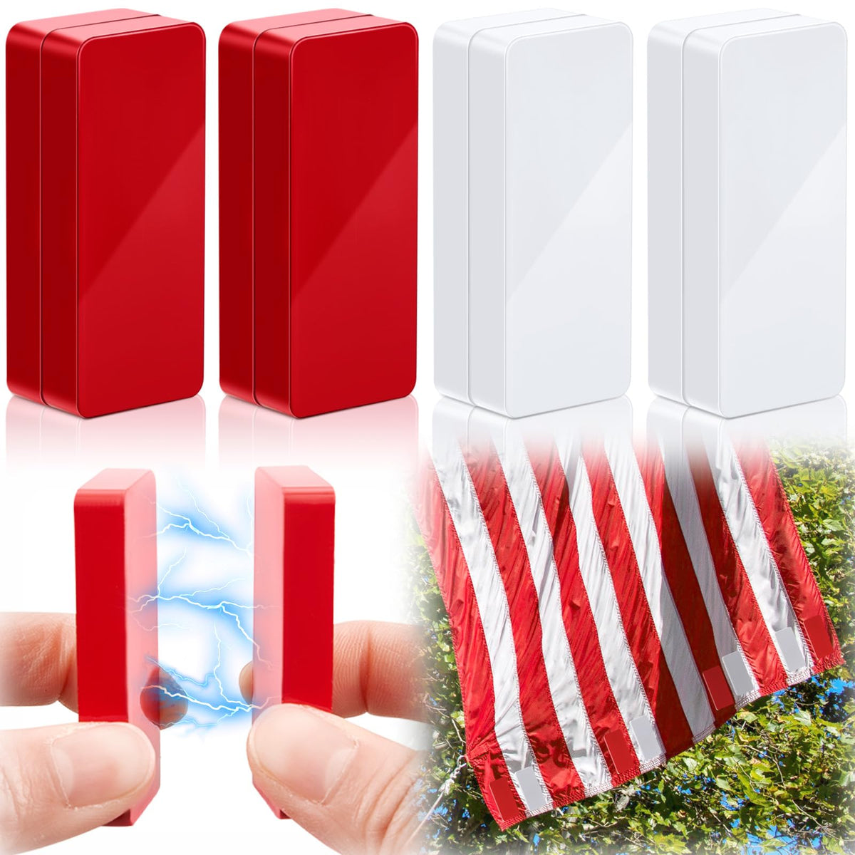 Copkim 8 Pcs Magnetic Flag Weights in red and white