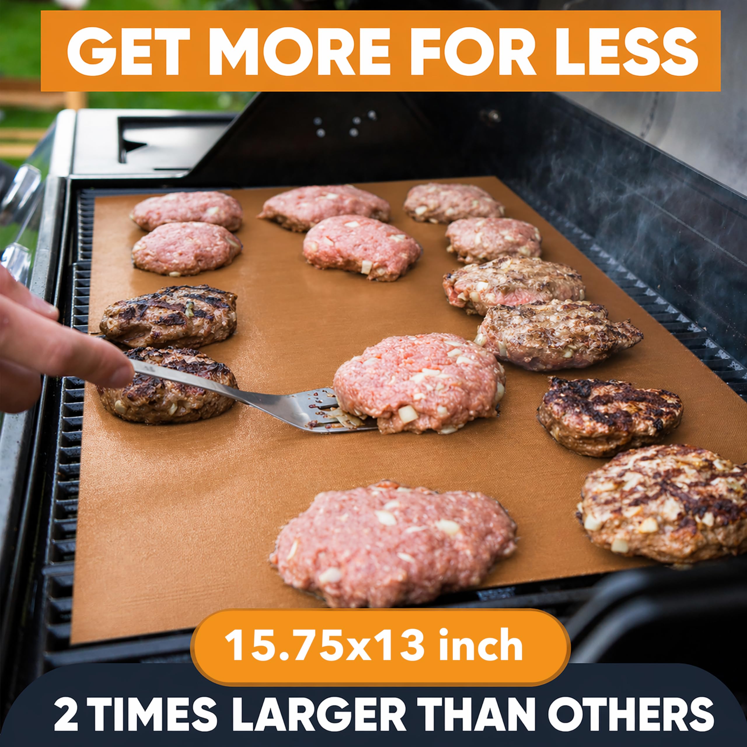 Copper BBQ Grill Mat's flexible material close-up