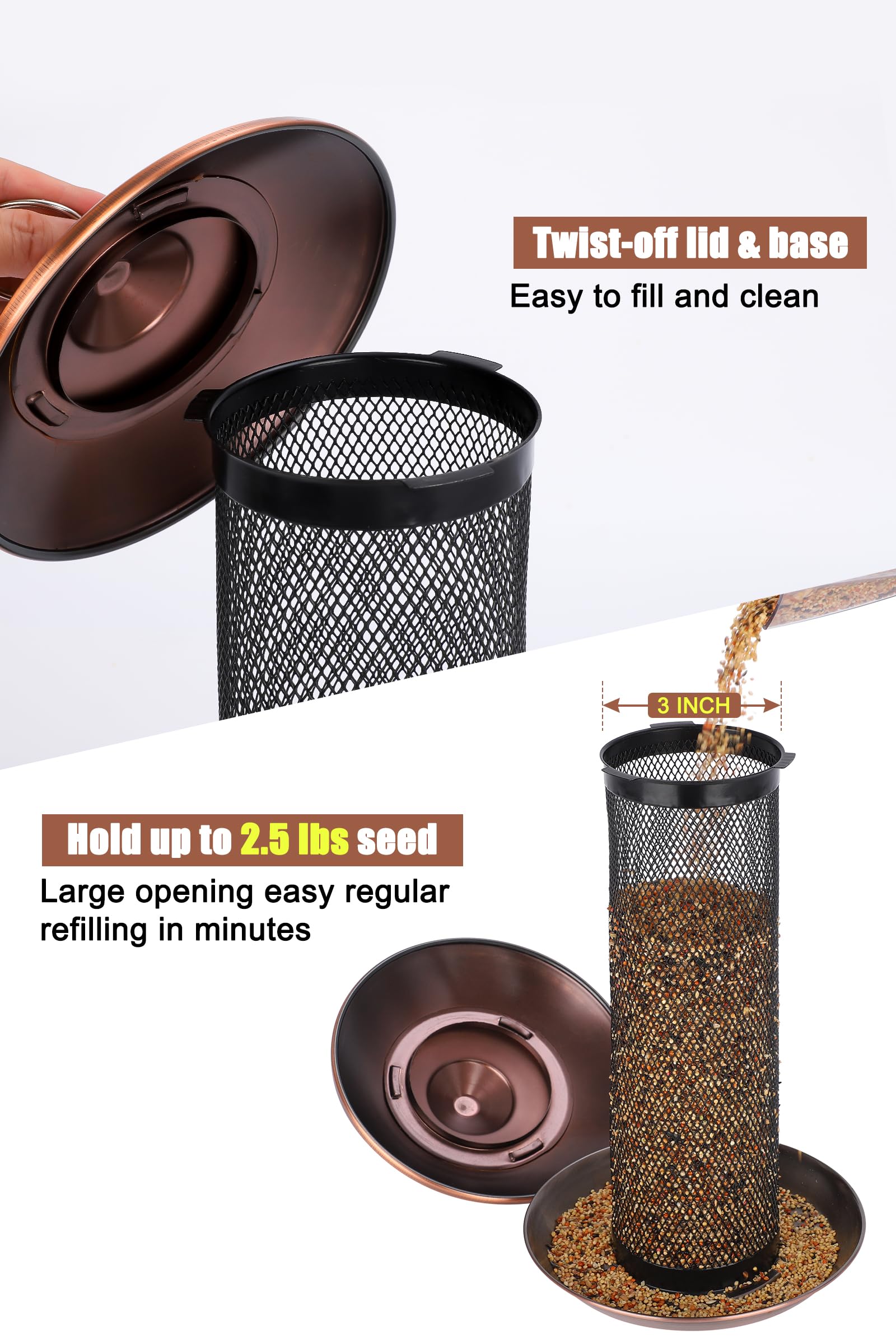 Copper Gtongoko Finch Feeder showcasing mesh openings