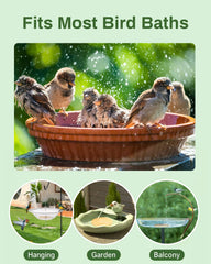 Copper purification disc placed in a garden birdbath