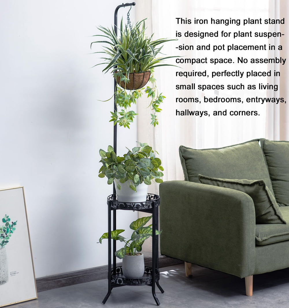 COPREE 2-tier hanging plant stand with plants displayed