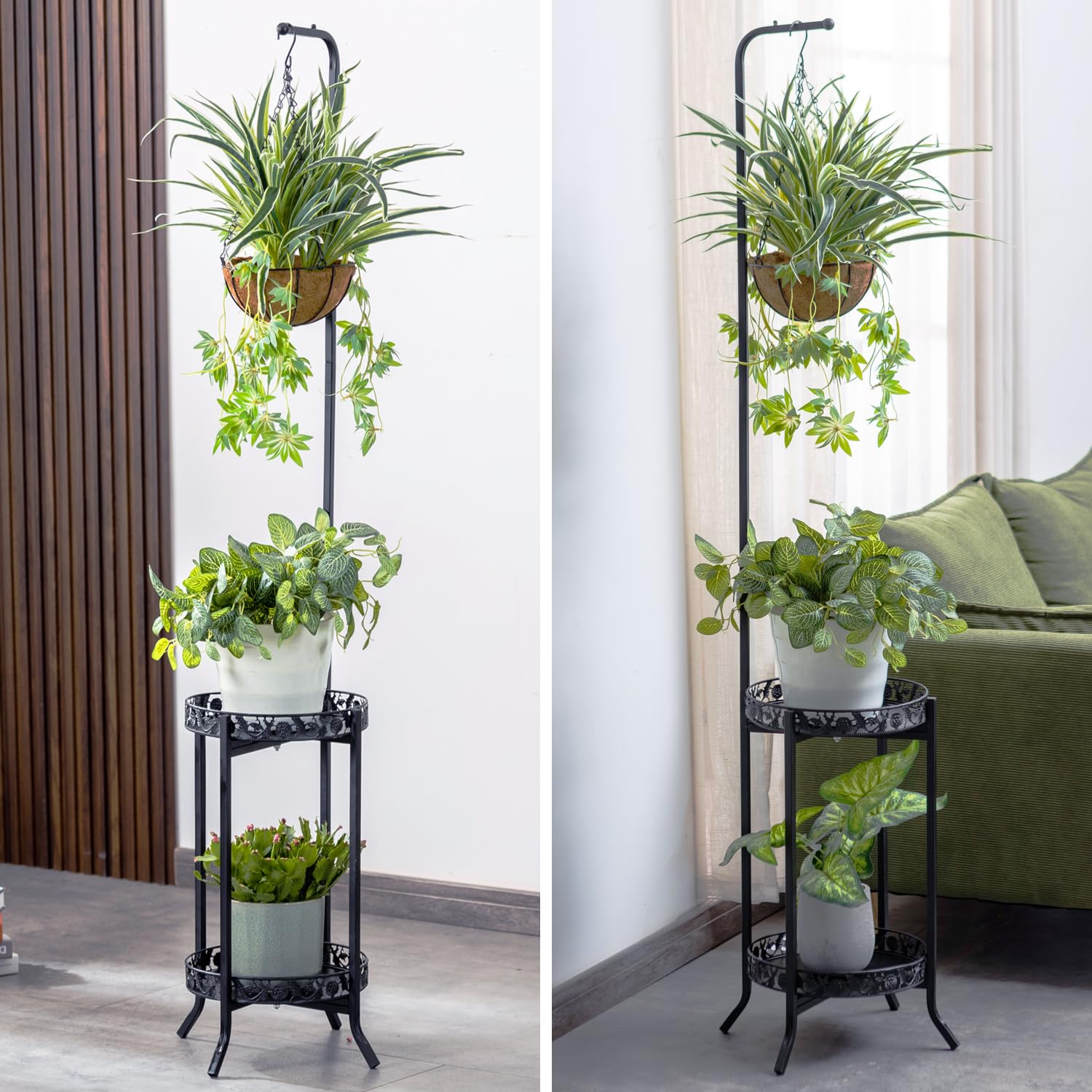 COPREE 2-tier plant stand in a stylish living room setting