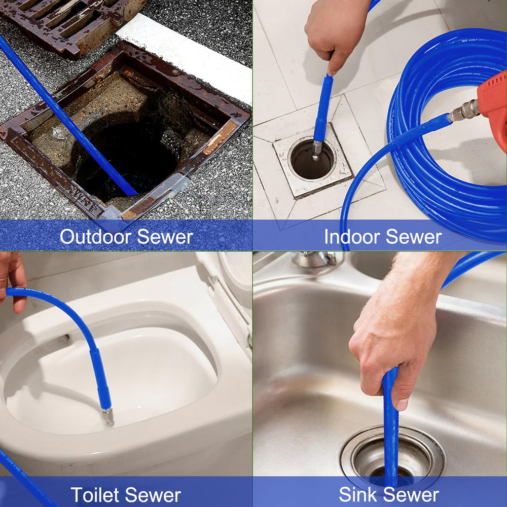 Corner sewer nozzle for blockages