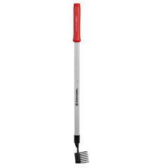 Corona Clipper Reach 7-Tine Rake front view, silver and red